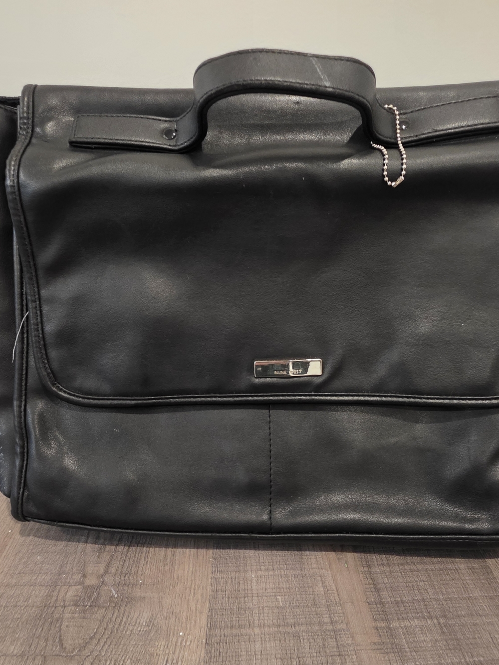 Kenneth Cole Black Leather Briefcase with Top Handle